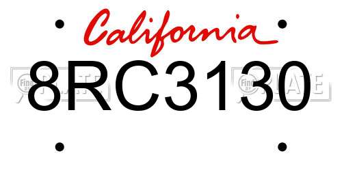 8RC3130 California License Plate