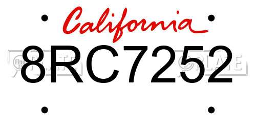 8RC7252 California License Plate