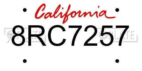 8RC7257 California License Plate