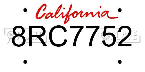 8RC7752 California License Plate