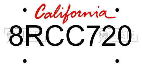 8RCC720 California License Plate