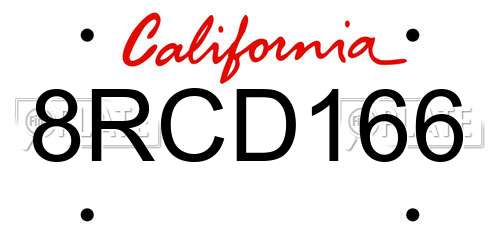8RCD166 California License Plate