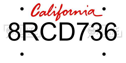 8RCD736 California License Plate