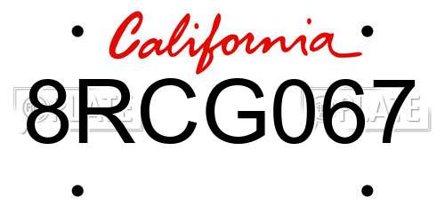8RCG067 California License Plate
