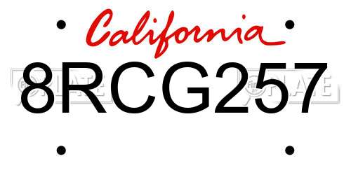 8RCG257 California License Plate