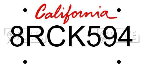 8RCK594 California License Plate