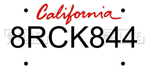 8RCK844 California License Plate