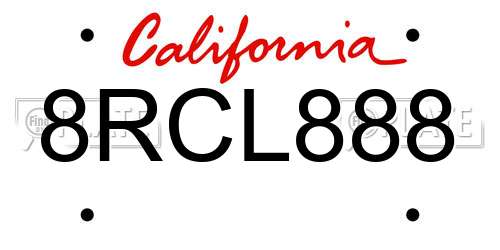 8RCL888 California License Plate