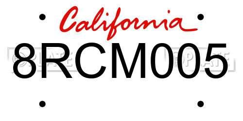 8RCM005 California License Plate