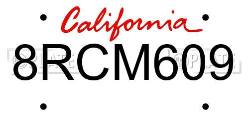 8RCM609 California License Plate