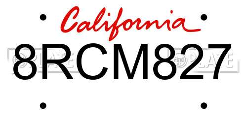 8RCM827 California License Plate