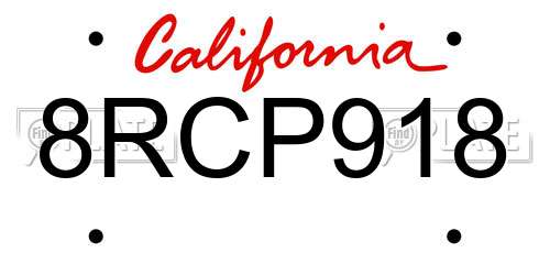 8RCP918 California License Plate