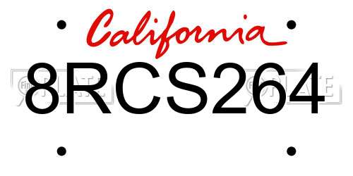 8RCS264 California License Plate
