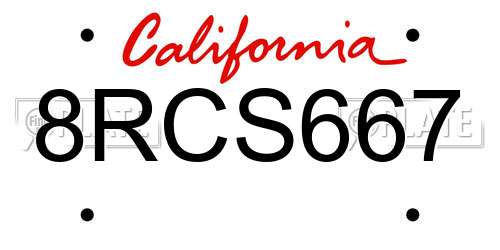 8RCS667 California License Plate