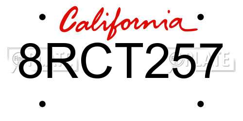 8RCT257 California License Plate