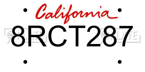 8RCT287 California License Plate