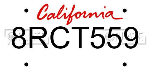 8RCT559 California License Plate