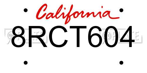 8RCT604 California License Plate