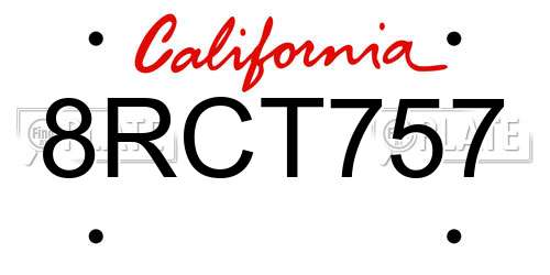 8RCT757 California License Plate