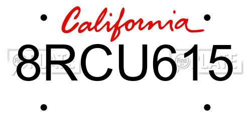 8RCU615 California License Plate