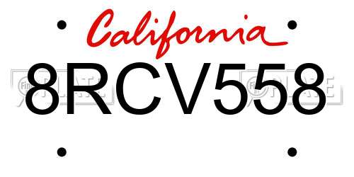 8RCV558 California License Plate