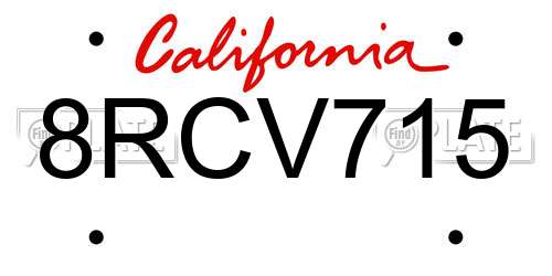 8RCV715 California License Plate