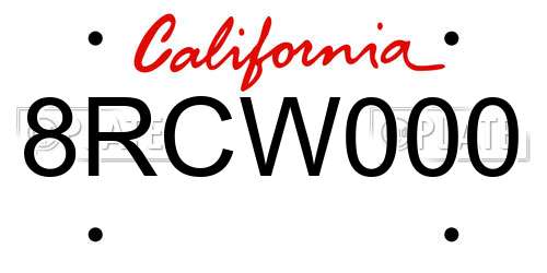 8RCW000 California License Plate