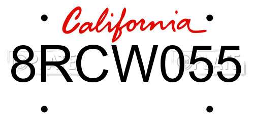 8RCW055 California License Plate