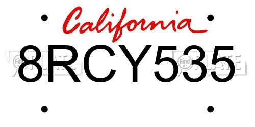 8RCY535 California License Plate