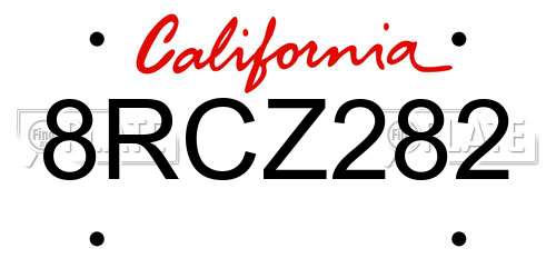 8RCZ282 California License Plate