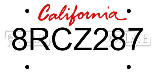 8RCZ287 California License Plate