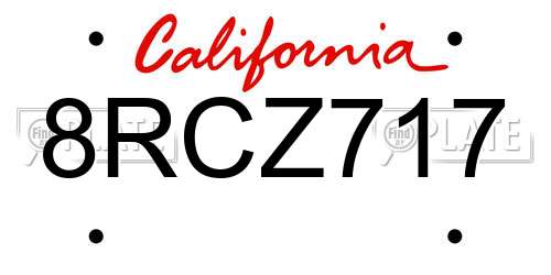 8RCZ717 California License Plate