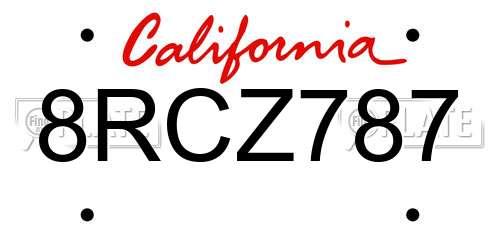 8RCZ787 California License Plate