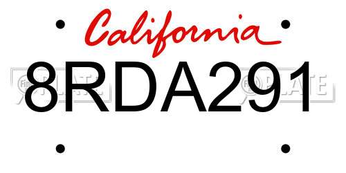 8RDA291 California License Plate