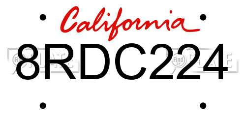8RDC224 California License Plate