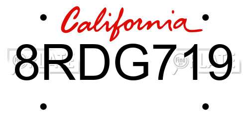 8RDG719 California License Plate
