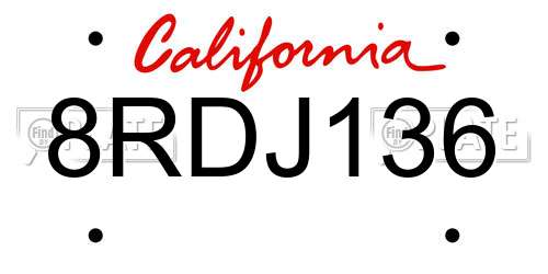 8RDJ136 California License Plate