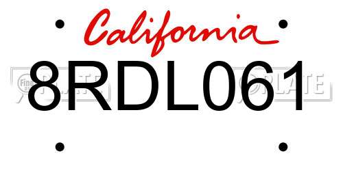 8RDL061 California License Plate