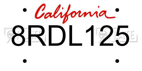 8RDL125 California License Plate