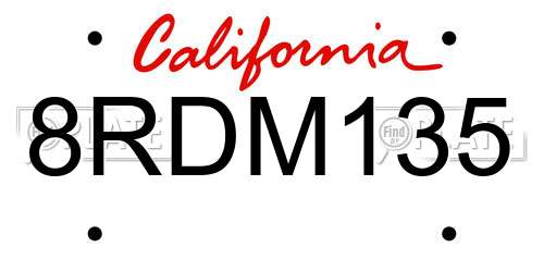 8RDM135 California License Plate