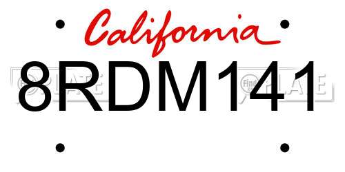 8RDM141 California License Plate