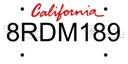 8RDM189 California License Plate