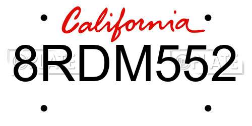8RDM552 California License Plate