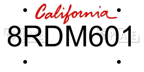 8RDM601 California License Plate