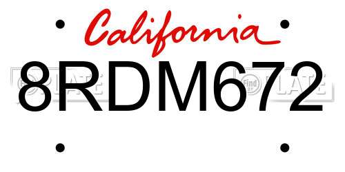 8RDM672 California License Plate