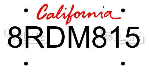 8RDM815 California License Plate
