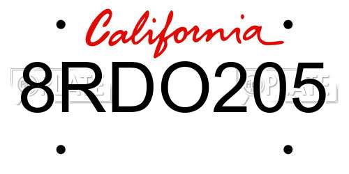 8RDO205 California License Plate
