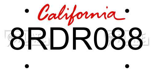 8RDR088 California License Plate