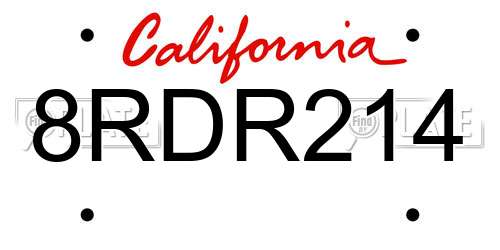 8RDR214 California License Plate