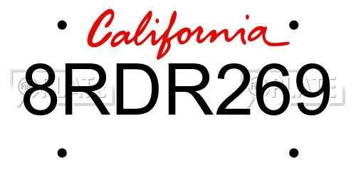 8RDR269 California License Plate